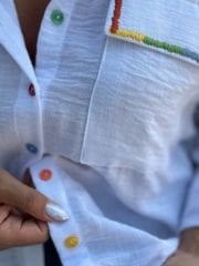 RENKLİ MODEL KETEN GÖMLEK