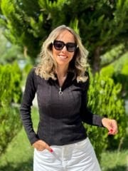 POLO FERMUARLI YAKA TRİKO BLUZ