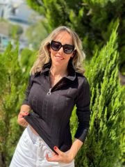 POLO FERMUARLI YAKA TRİKO BLUZ