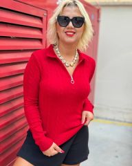 POLO FERMUARLI YAKA TRİKO BLUZ