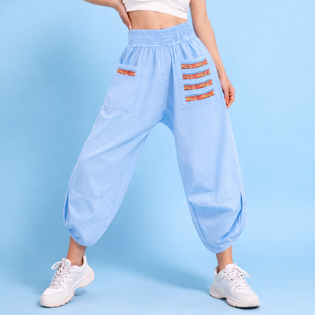 YIKAMALI KETEN ŞALVAR PANTOLON