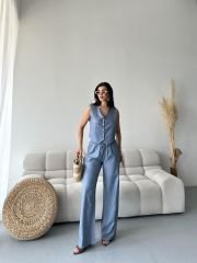 TENSEL KUMAŞ YELEK PANTOLON TAKIM