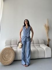 TENSEL KUMAŞ YELEK PANTOLON TAKIM