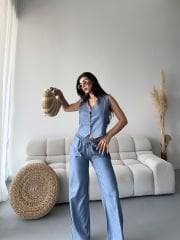 TENSEL KUMAŞ YELEK PANTOLON TAKIM