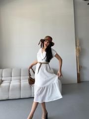 FİSTO DANTEL ASTARLI ELBİSE