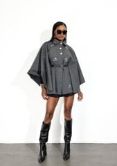 KAŞE KUMAŞ KEMERLİ PANÇO KABAN