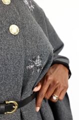 KAŞE KUMAŞ KEMERLİ PANÇO KABAN