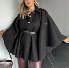 KAŞE KEMERLİ PANÇO KABAN