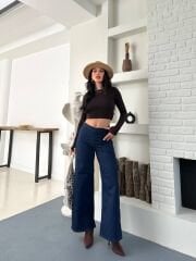 LİKRALI BELİ LASTİKLİ KOT PANTOLON