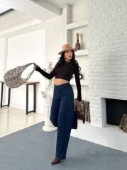 LİKRALI BELİ LASTİKLİ KOT PANTOLON