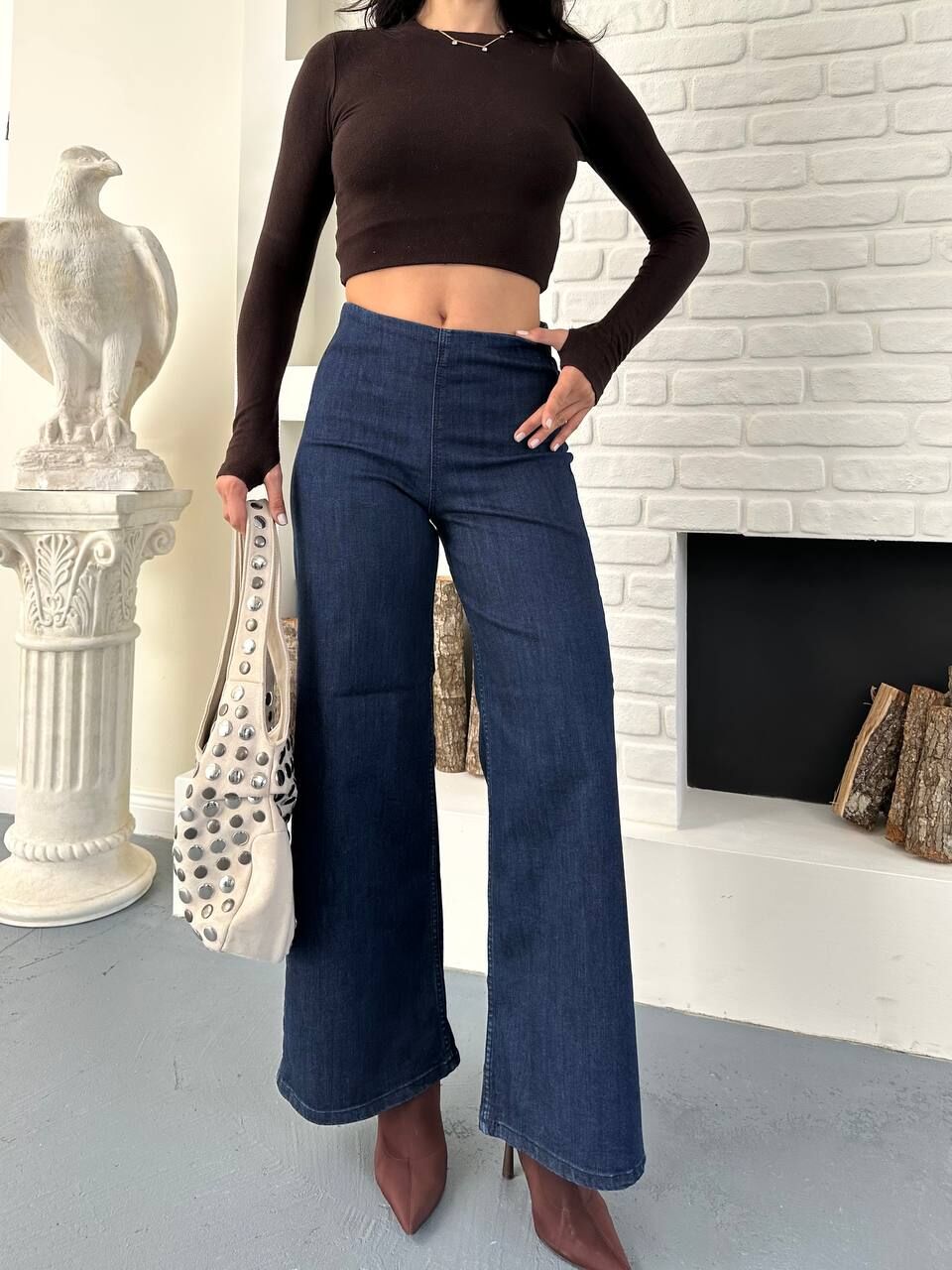 LİKRALI BELİ LASTİKLİ KOT PANTOLON