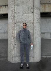 YIKAMALI KUMAŞ YÜKSEK BOĞAZ SWEAT