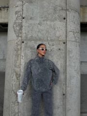 YIKAMALI KUMAŞ YÜKSEK BOĞAZ SWEAT