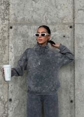 YIKAMALI KUMAŞ YÜKSEK BOĞAZ SWEAT