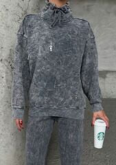 YIKAMALI KUMAŞ YÜKSEK BOĞAZ SWEAT