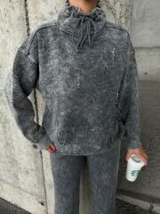 YIKAMALI KUMAŞ YÜKSEK BOĞAZ SWEAT