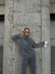 YIKAMALI KUMAŞ YÜKSEK BOĞAZ SWEAT