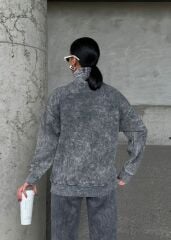 YIKAMALI KUMAŞ YÜKSEK BOĞAZ SWEAT