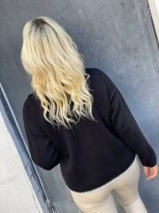 NAKIŞ DETAYLI TRİKO KEMER ÜSTÜ KAZAK