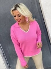 NAKIŞ DETAYLI TRİKO KEMER ÜSTÜ KAZAK