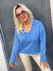 NAKIŞ DETAYLI TRİKO KEMER ÜSTÜ KAZAK