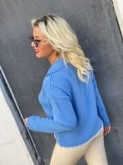 NAKIŞ DETAYLI TRİKO KEMER ÜSTÜ KAZAK