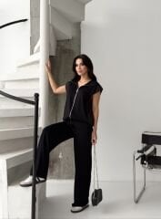 MODAL KUMAŞ PARAŞÜT GARNİLİ YELEKLİ TAKIM