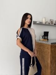 OMUZ DEKOLTELİ ÇİFT RENK MODAL TAKIM